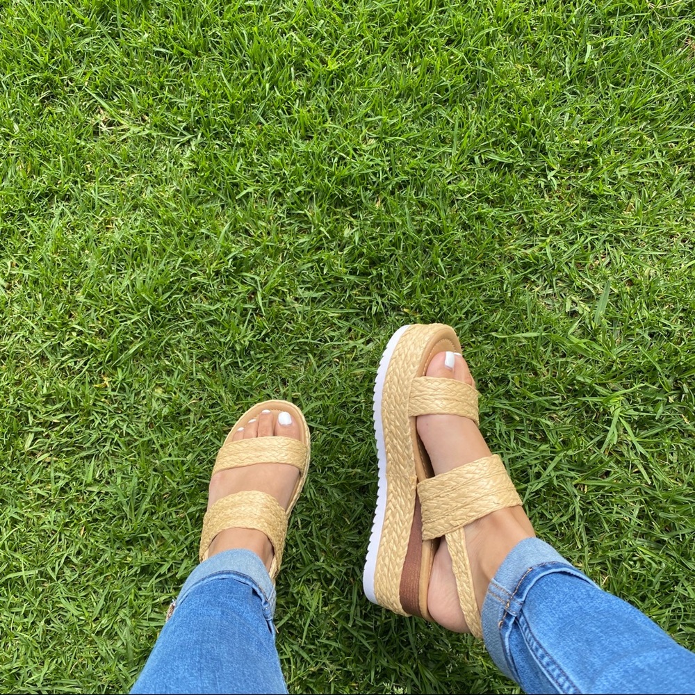 Straw Platform Espadrille Sandals - Picture 3 of 5